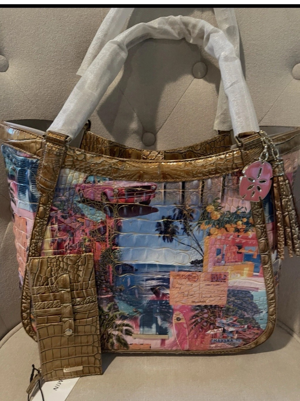 Brahmin Aliza Colorful Tote In Myrtos Multi Beach Travel Matching Cc Wallet Nwt — image 2 of 8